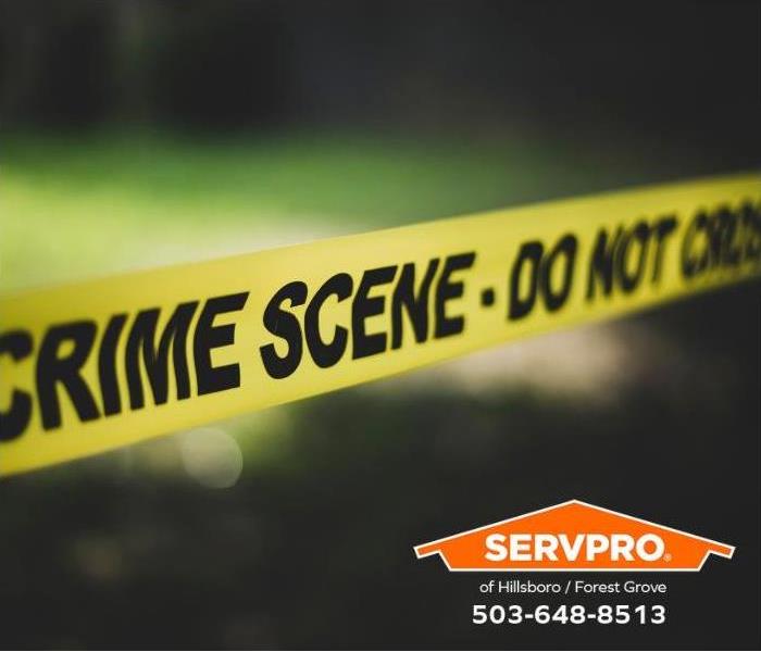 Yellow crime scene tape defines an active crime scene investigation.